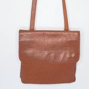 Arezzo Leather Crossbody Bag Adjustable Strap Neutral Casual Purse Western